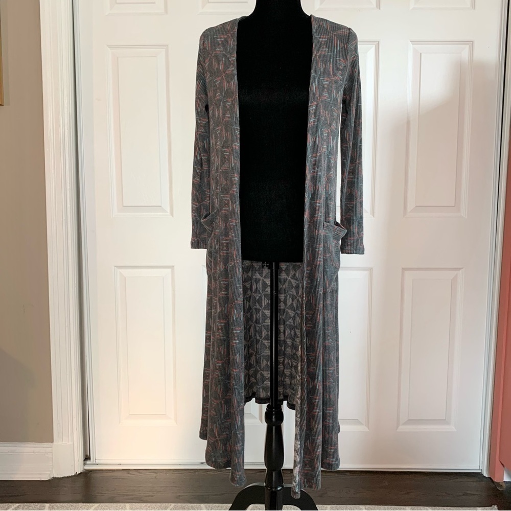 LuLaRoe Gray Sarah Ribbed Duster Length Long Cardigan